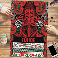 Aotearoa Iwi Tuhoe Puzzle Maori Wharenui House Tribal Pattern LT9 Green Red - Polynesian Pride