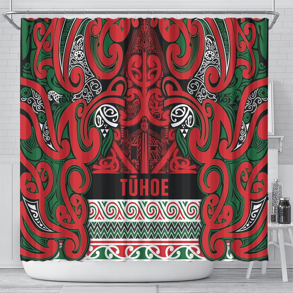 Aotearoa Iwi Tuhoe Shower Curtain Maori Wharenui House Tribal Pattern LT9 - Polynesian Pride