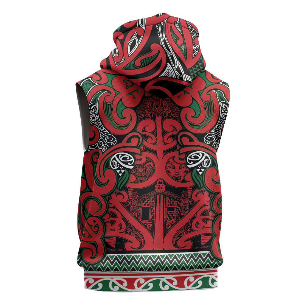 Aotearoa Iwi Tuhoe Sleeveless Hoodie Maori Wharenui House Tribal Pattern LT9 - Polynesian Pride