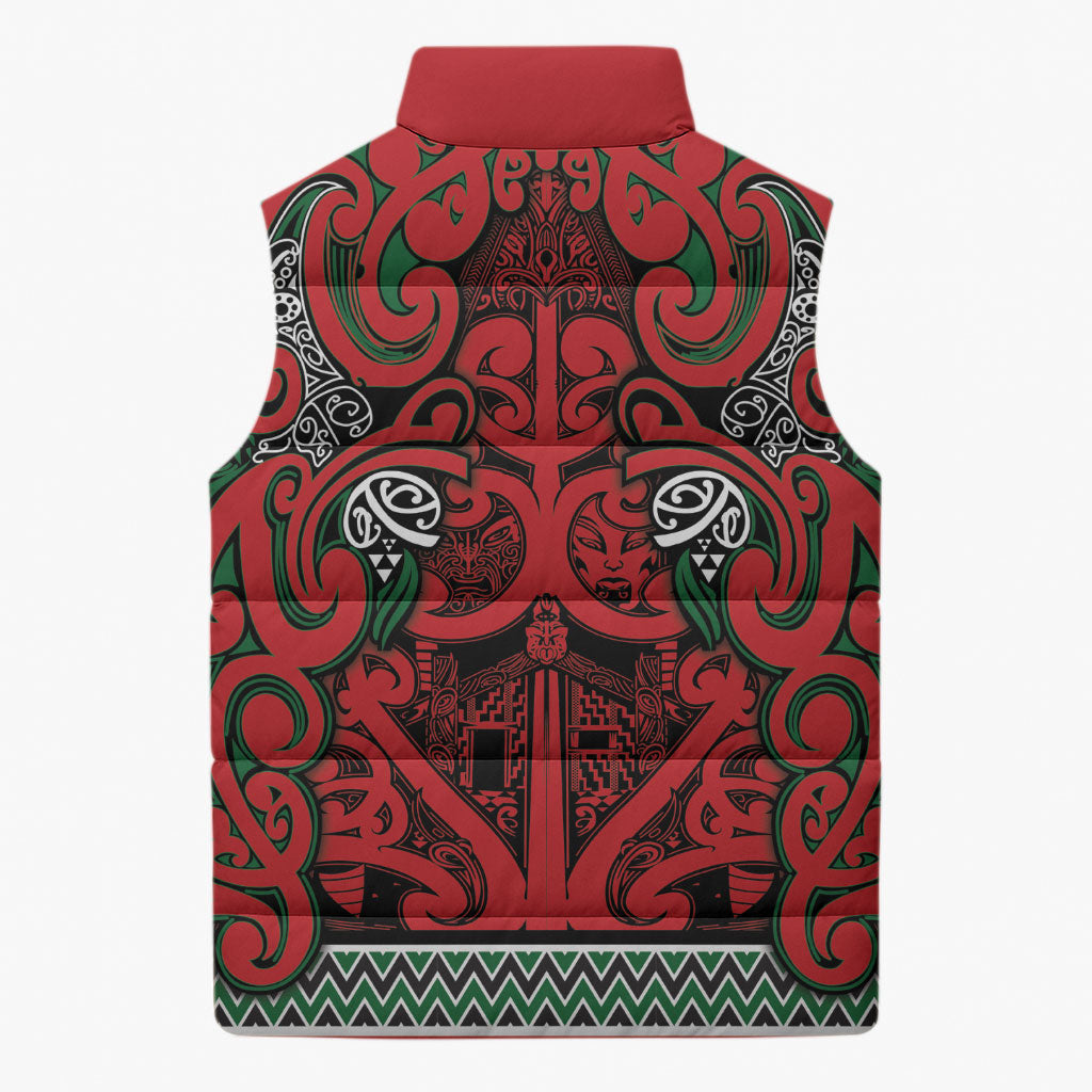 Aotearoa Iwi Tuhoe Sleeveless Puffer Jacket Maori Wharenui House Tribal Pattern LT9 - Polynesian Pride