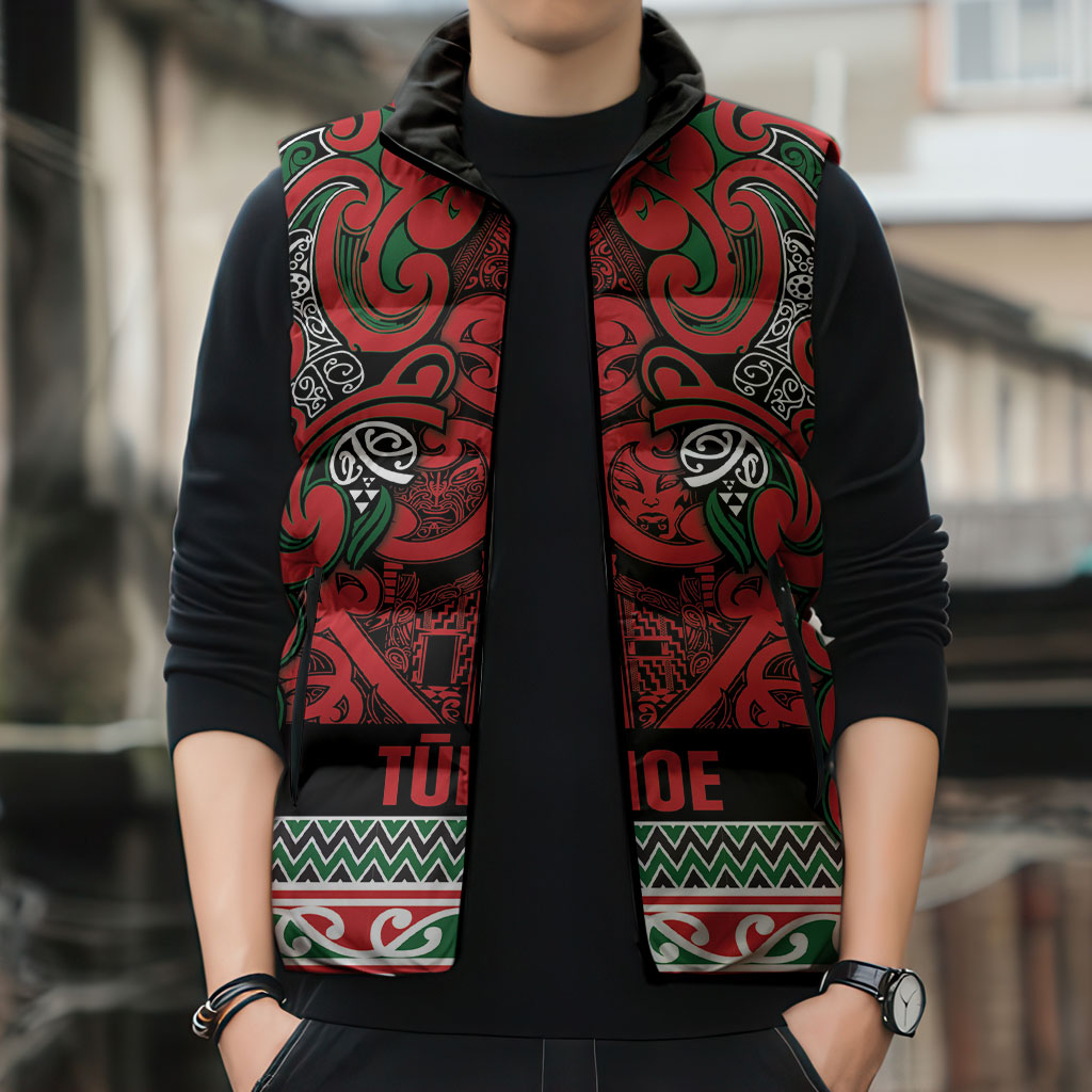 Aotearoa Iwi Tuhoe Sleeveless Puffer Jacket Maori Wharenui House Tribal Pattern LT9 - Polynesian Pride
