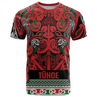 Aotearoa Iwi Tuhoe T Shirt Maori Wharenui House Tribal Pattern LT9 Green Red - Polynesian Pride