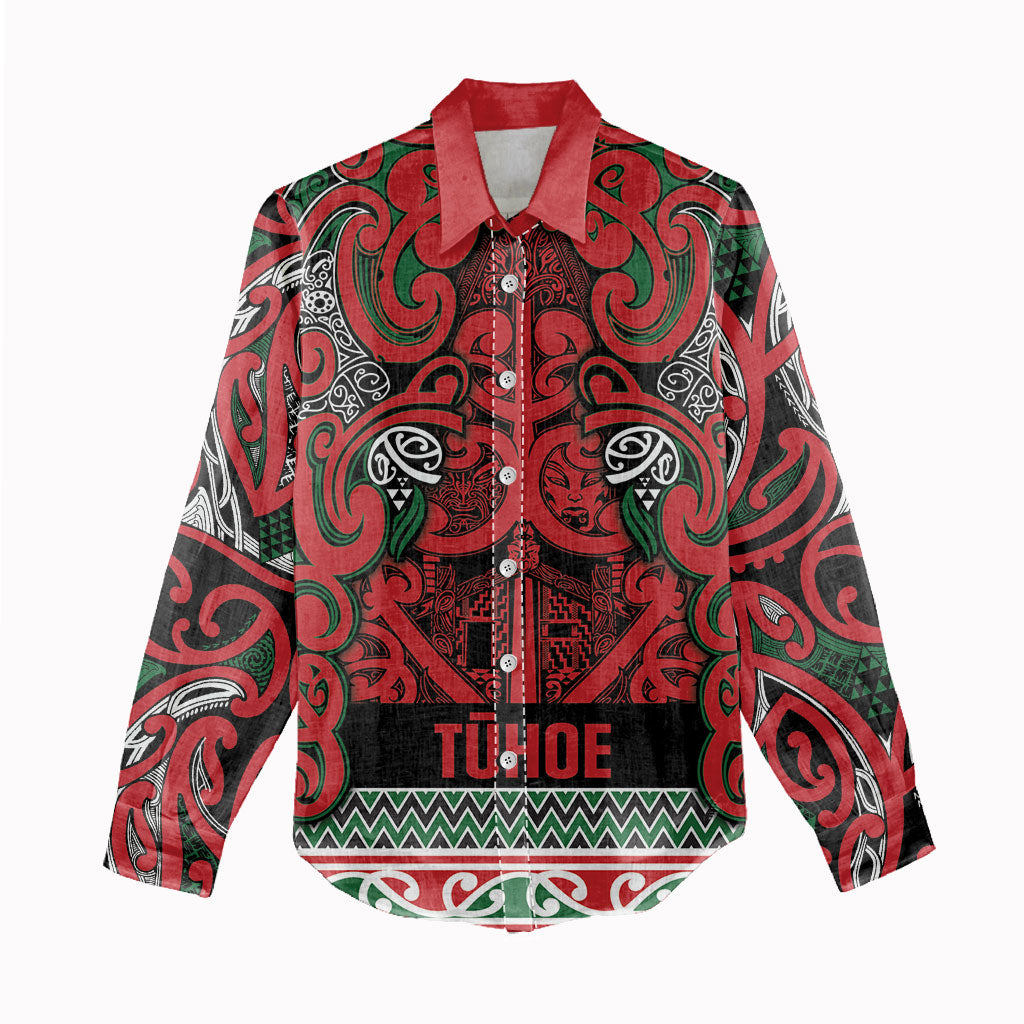 Aotearoa Iwi Tuhoe Women Casual Shirt Maori Wharenui House Tribal Pattern LT9 - Polynesian Pride