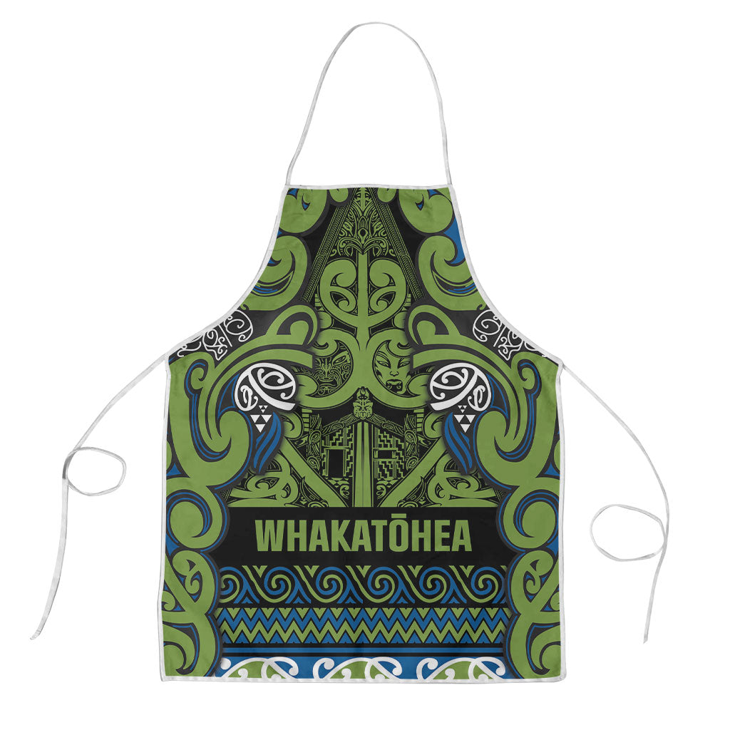 Aotearoa Iwi Whakatohea Apron Maori Wharenui House Tribal Pattern LT9 Olive green - Polynesian Pride