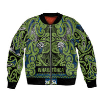 Aotearoa Iwi Whakatohea Bomber Jacket Maori Wharenui House Tribal Pattern LT9 Unisex Olive green - Polynesian Pride