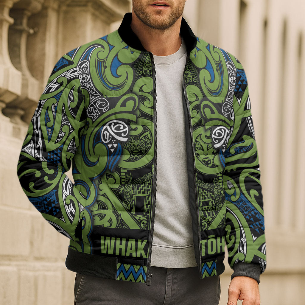 Aotearoa Iwi Whakatohea Bomber Puffer Jacket Maori Wharenui House Tribal Pattern LT9 - Polynesian Pride