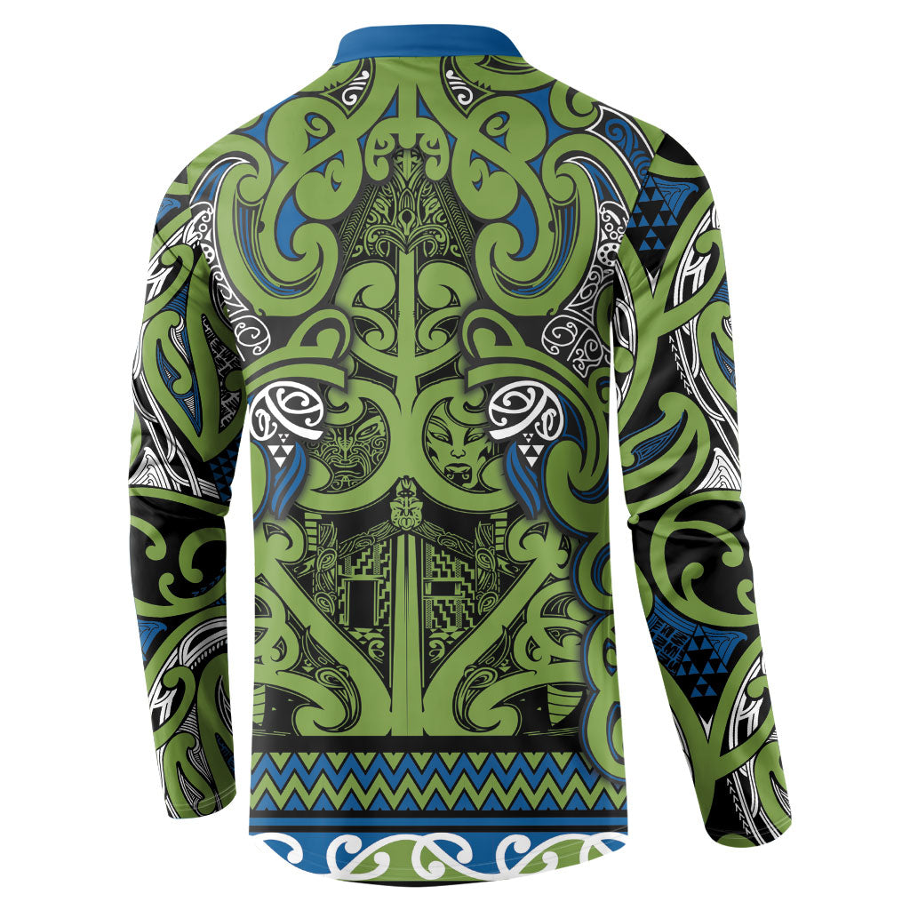 Aotearoa Iwi Whakatohea Button Sweatshirt Maori Wharenui House Tribal Pattern LT9 - Polynesian Pride
