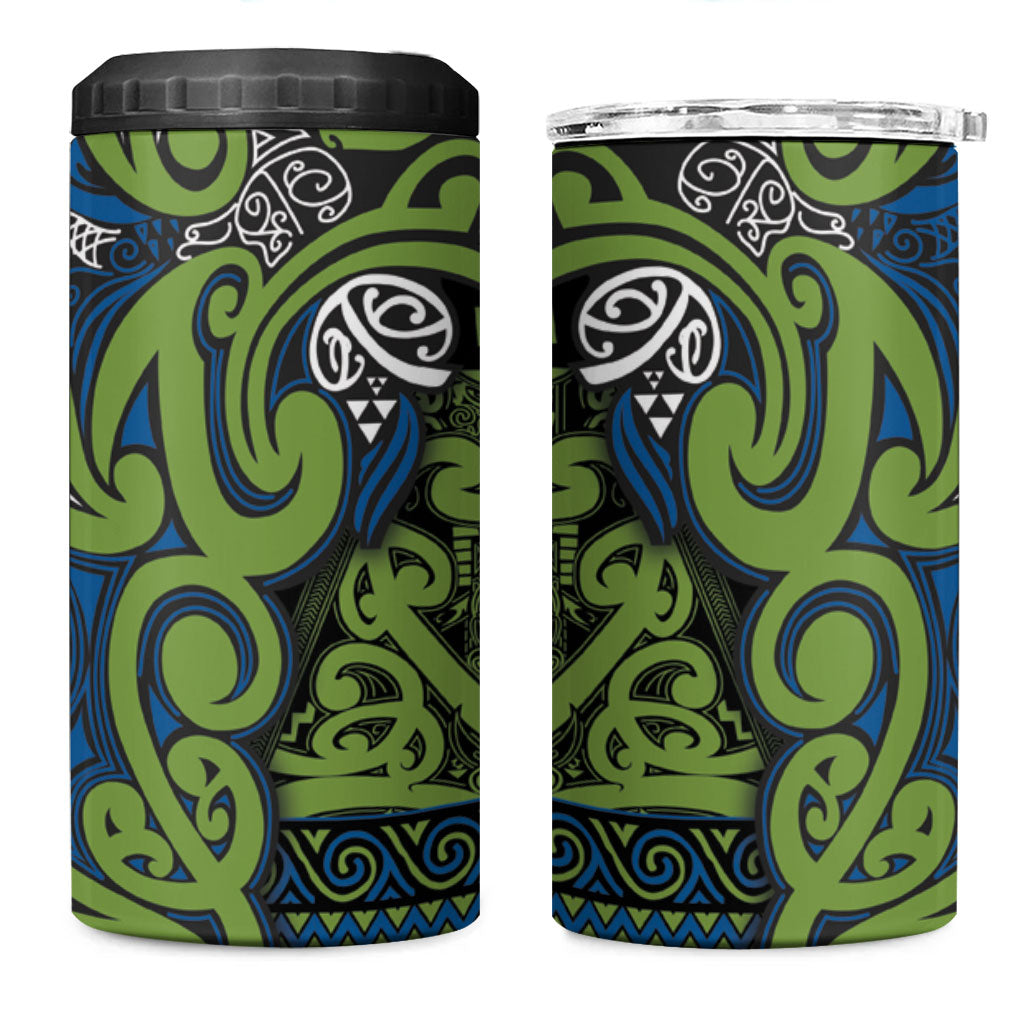 Aotearoa Iwi Whakatohea 4 in 1 Can Cooler Tumbler Maori Wharenui House Tribal Pattern LT9 One Size: 16 oz Olive green - Polynesian Pride