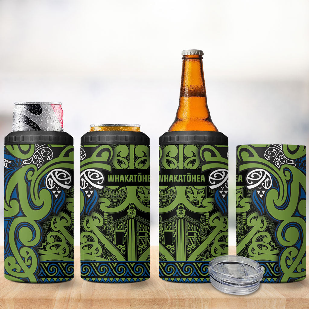 Aotearoa Iwi Whakatohea 4 in 1 Can Cooler Tumbler Maori Wharenui House Tribal Pattern LT9 - Polynesian Pride