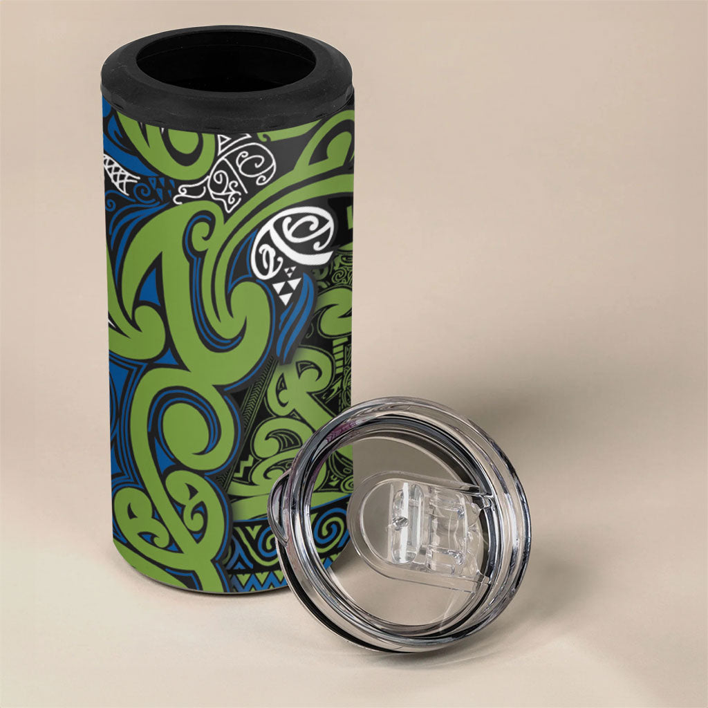 Aotearoa Iwi Whakatohea 4 in 1 Can Cooler Tumbler Maori Wharenui House Tribal Pattern LT9 - Polynesian Pride