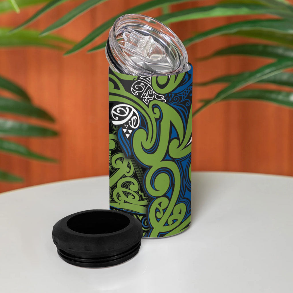 Aotearoa Iwi Whakatohea 4 in 1 Can Cooler Tumbler Maori Wharenui House Tribal Pattern LT9 - Polynesian Pride