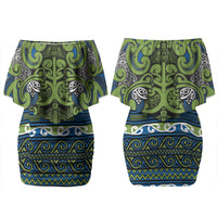 Aotearoa Iwi Whakatohea Couples Matching Off Shoulder Short Dress and Long Sleeve Button Shirt Maori Wharenui House Tribal Pattern LT9 - Polynesian Pride