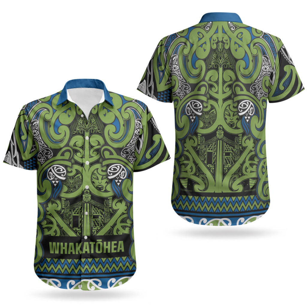 Aotearoa Iwi Whakatohea Couples Matching Off The Shoulder Long Sleeve Dress and Hawaiian Shirt Maori Wharenui House Tribal Pattern LT9 - Polynesian Pride