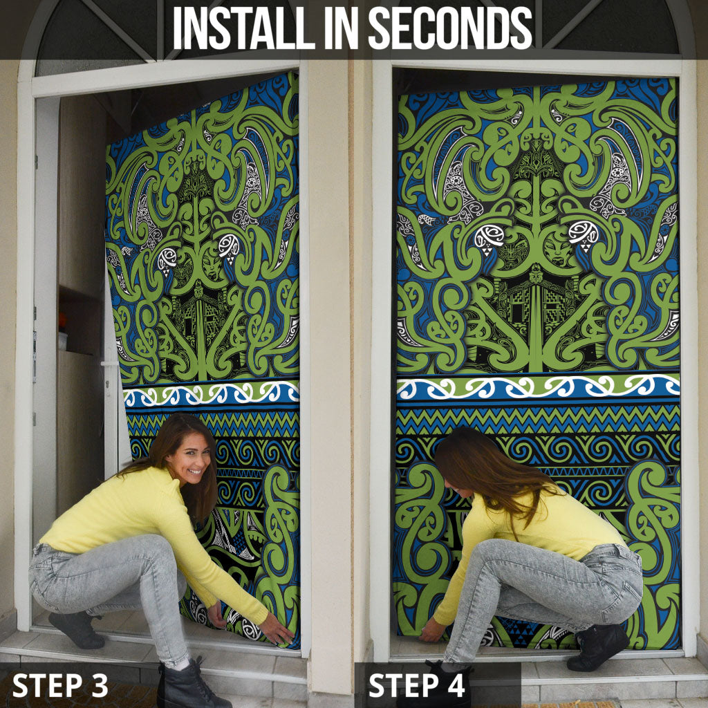 Aotearoa Iwi Whakatohea Door Cover Maori Wharenui House Tribal Pattern LT9 - Polynesian Pride