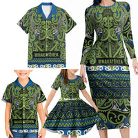 Aotearoa Iwi Whakatohea Family Matching Long Sleeve Bodycon Dress and Hawaiian Shirt Maori Wharenui House Tribal Pattern LT9 - Polynesian Pride