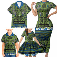 Aotearoa Iwi Whakatohea Family Matching Short Sleeve Bodycon Dress and Hawaiian Shirt Maori Wharenui House Tribal Pattern LT9 - Polynesian Pride