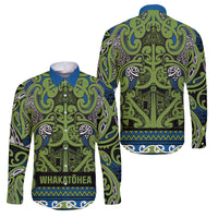 Aotearoa Iwi Whakatohea Family Matching Short Sleeve Bodycon Dress and Hawaiian Shirt Maori Wharenui House Tribal Pattern LT9 Dad's Shirt - Long Sleeve Olive green - Polynesian Pride