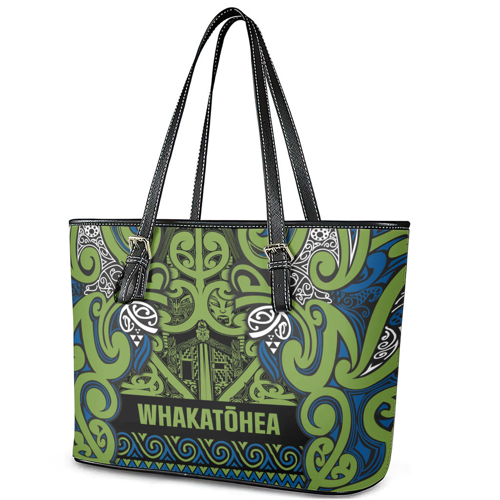 Aotearoa Iwi Whakatohea Leather Tote Bag Maori Wharenui House Tribal Pattern LT9 - Polynesian Pride