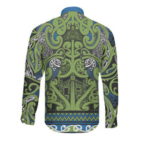 Aotearoa Iwi Whakatohea Long Sleeve Button Shirt Maori Wharenui House Tribal Pattern LT9 - Polynesian Pride