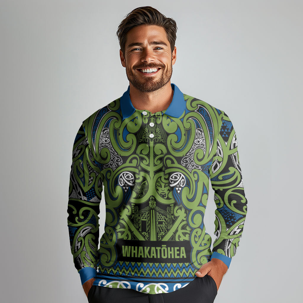 Aotearoa Iwi Whakatohea Long Sleeve Polo Shirt Maori Wharenui House Tribal Pattern LT9 - Polynesian Pride