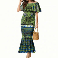 Aotearoa Iwi Whakatohea Mermaid Dress Maori Wharenui House Tribal Pattern LT9 Women Olive green - Polynesian Pride