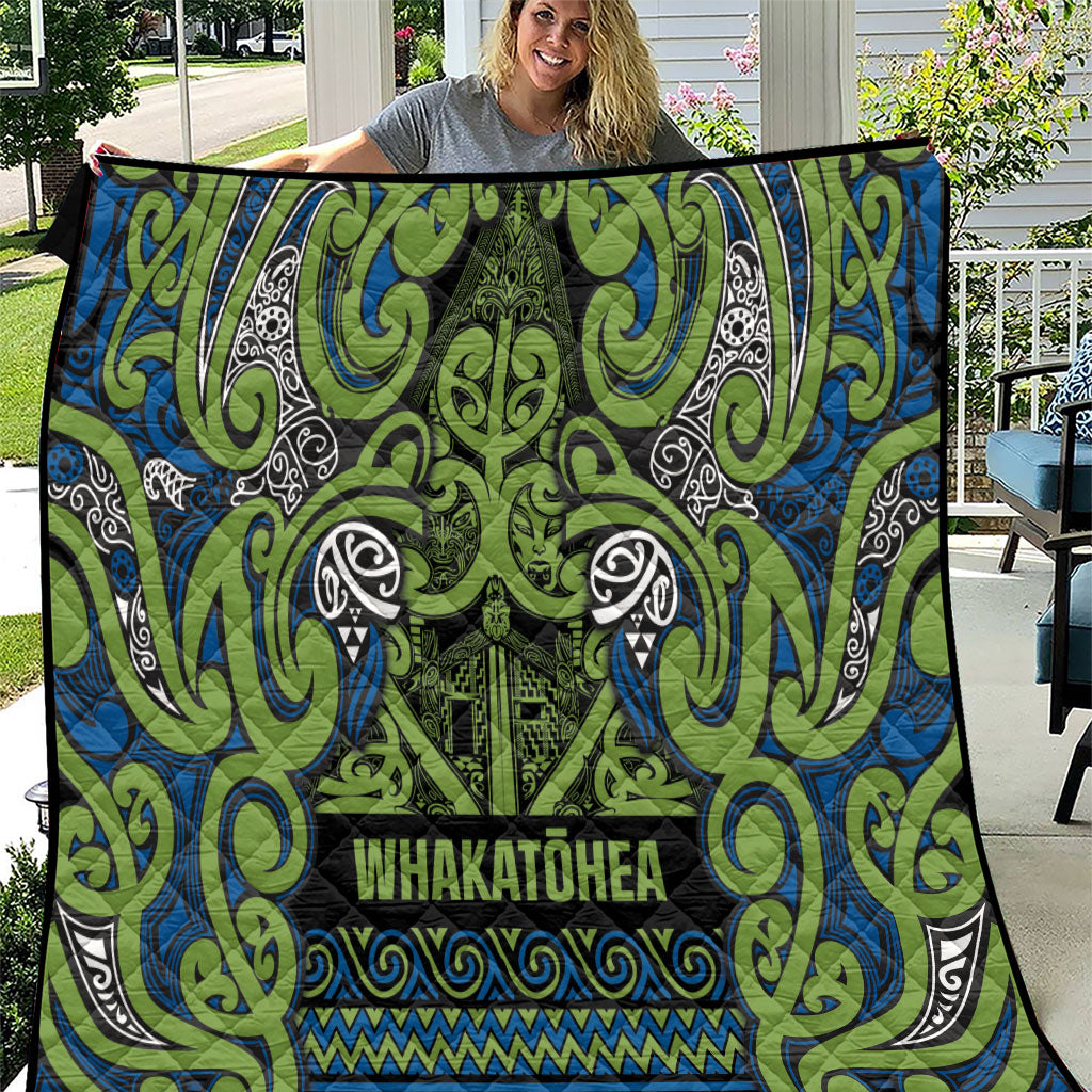 Aotearoa Iwi Whakatohea Quilt Maori Wharenui House Tribal Pattern LT9 Olive green - Polynesian Pride