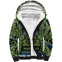 Aotearoa Iwi Whakatohea Sherpa Hoodie Maori Wharenui House Tribal Pattern LT9 Unisex Olive green - Polynesian Pride