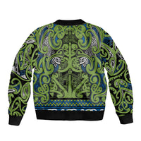 Aotearoa Iwi Whakatohea Sleeve Zip Bomber Jacket Maori Wharenui House Tribal Pattern LT9 - Polynesian Pride