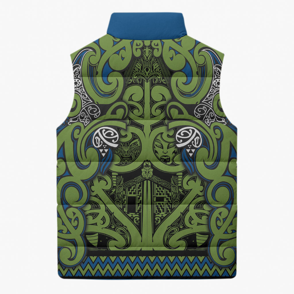 Aotearoa Iwi Whakatohea Sleeveless Puffer Jacket Maori Wharenui House Tribal Pattern LT9 - Polynesian Pride
