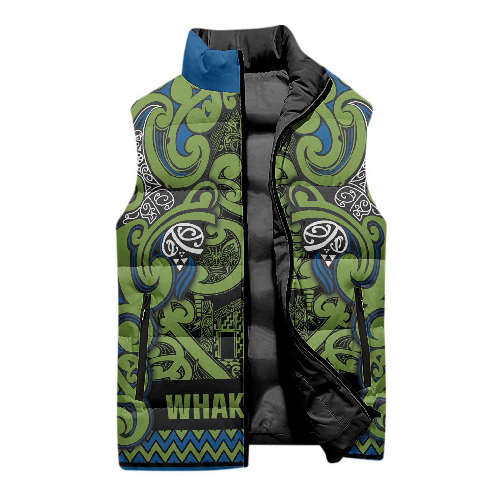 Aotearoa Iwi Whakatohea Sleeveless Puffer Jacket Maori Wharenui House Tribal Pattern LT9 - Polynesian Pride
