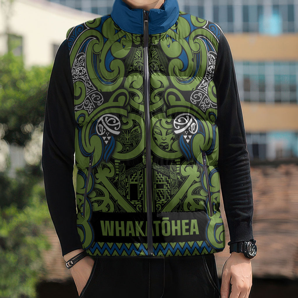 Aotearoa Iwi Whakatohea Sleeveless Puffer Jacket Maori Wharenui House Tribal Pattern LT9 - Polynesian Pride