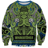 Aotearoa Iwi Whakatohea Sweatshirt Maori Wharenui House Tribal Pattern LT9 Unisex Olive green - Polynesian Pride
