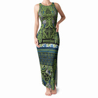 Aotearoa Iwi Whakatohea Tank Maxi Dress Maori Wharenui House Tribal Pattern LT9 Women Olive green - Polynesian Pride