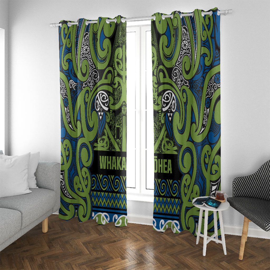 Aotearoa Iwi Whakatohea Window Curtain Maori Wharenui House Tribal Pattern LT9 With Grommets Olive green - Polynesian Pride