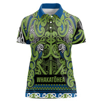 Aotearoa Iwi Whakatohea Women Polo Shirt Maori Wharenui House Tribal Pattern LT9 Female Olive green - Polynesian Pride