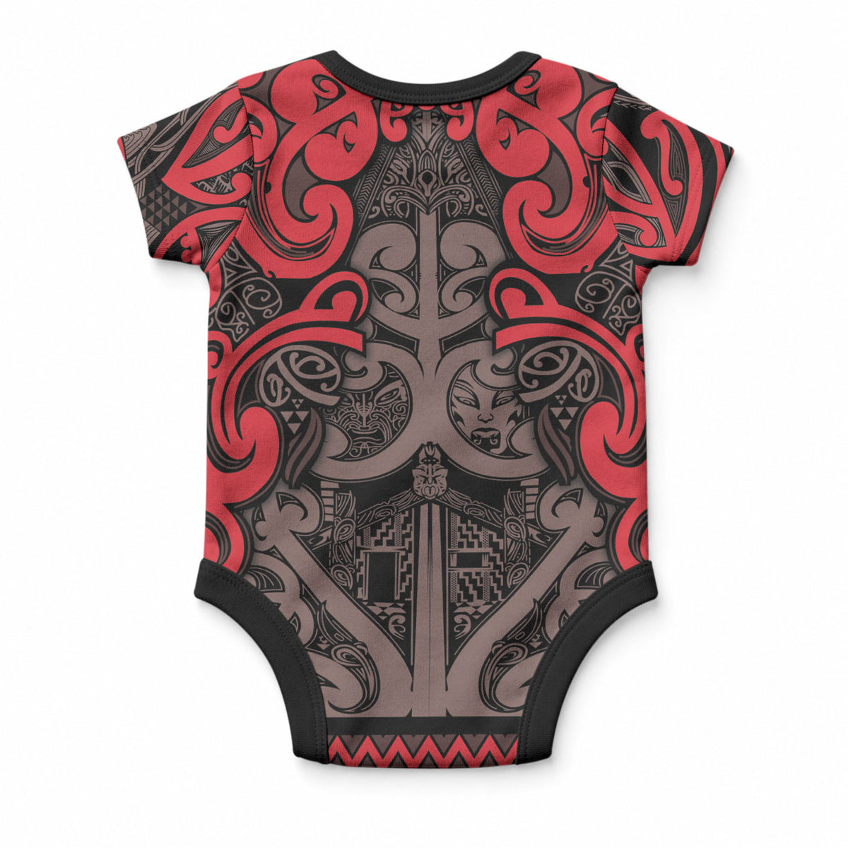 Aotearoa Iwi Ngati Awa Baby Onesie Maori Wharenui House Tribal Pattern