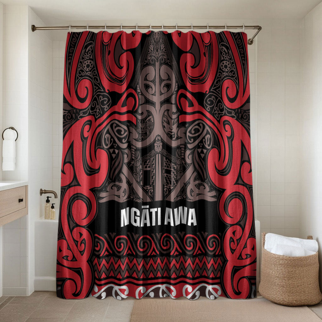 Aotearoa Iwi Ngati Awa Bathroom Set Maori Wharenui House Tribal Pattern LT9 Shower Curtain Only Red - Polynesian Pride