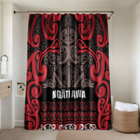 Aotearoa Iwi Ngati Awa Bathroom Set Maori Wharenui House Tribal Pattern LT9 Shower Curtain Only Red - Polynesian Pride