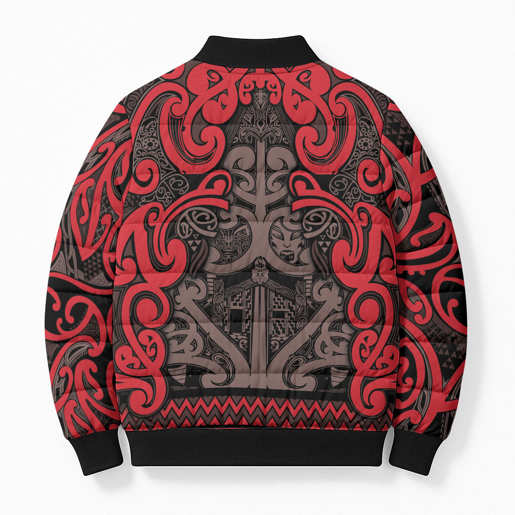 Aotearoa Iwi Ngati Awa Bomber Puffer Jacket Maori Wharenui House Tribal Pattern LT9 - Polynesian Pride