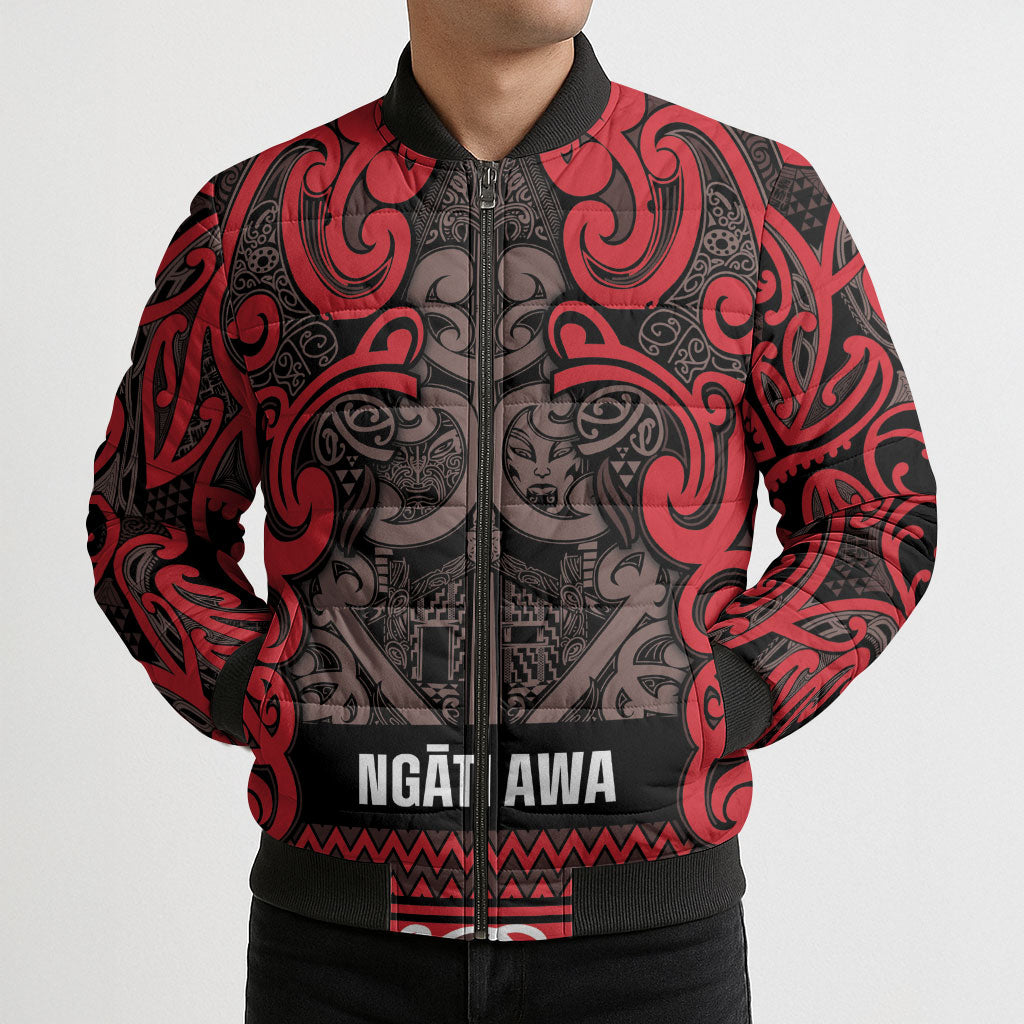 Aotearoa Iwi Ngati Awa Bomber Puffer Jacket Maori Wharenui House Tribal Pattern LT9 - Polynesian Pride