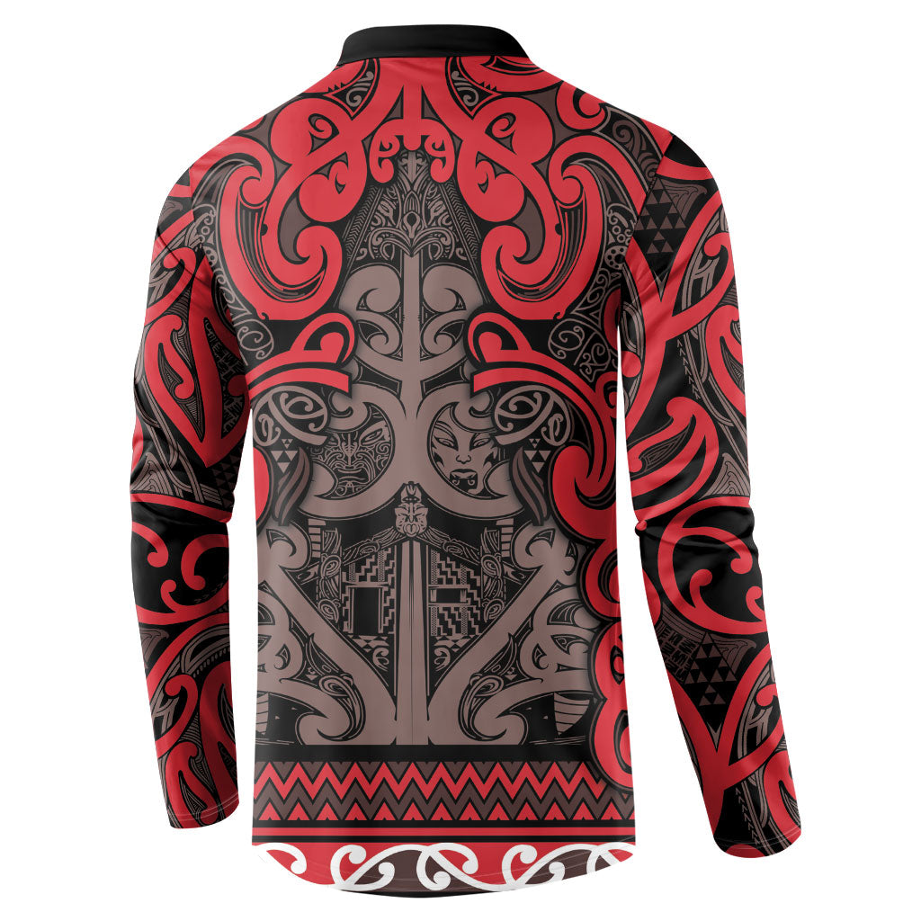 Aotearoa Iwi Ngati Awa Button Sweatshirt Maori Wharenui House Tribal Pattern LT9 - Polynesian Pride