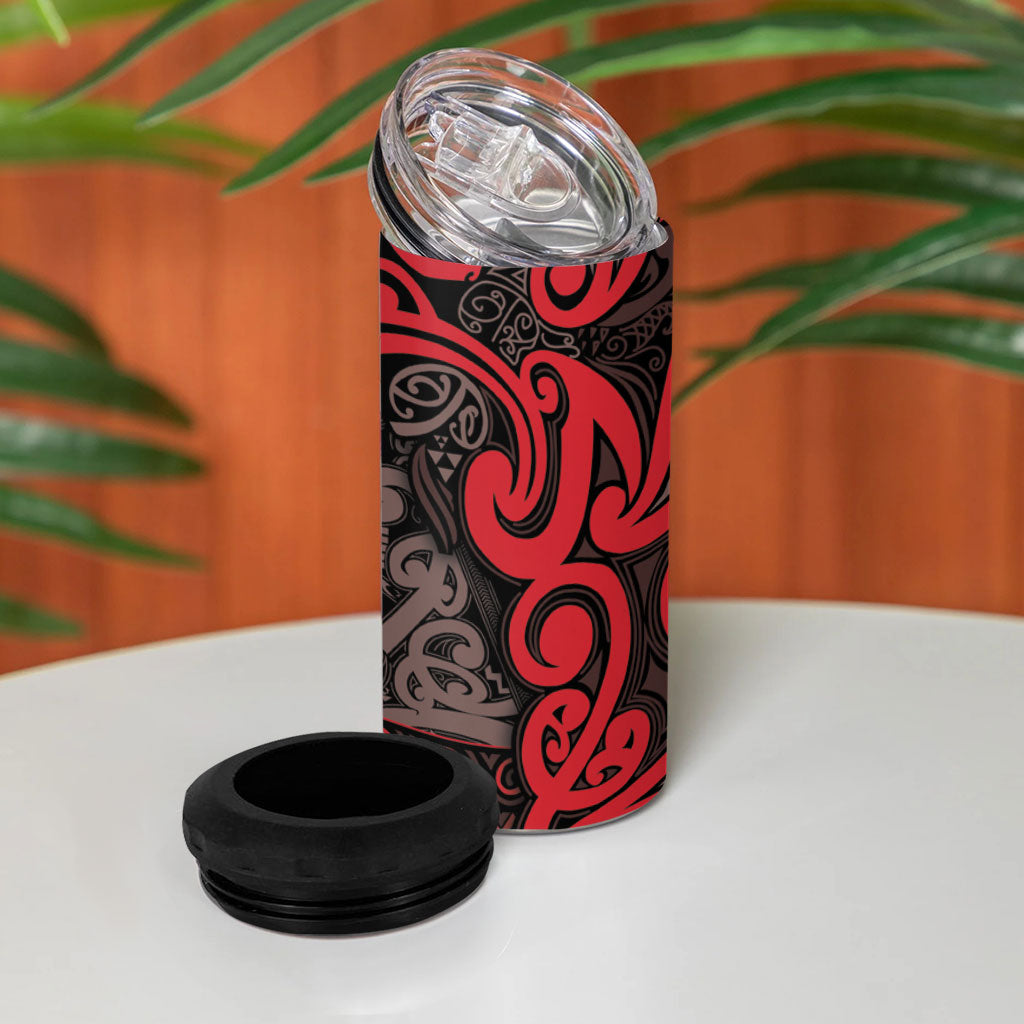 Aotearoa Iwi Ngati Awa 4 in 1 Can Cooler Tumbler Maori Wharenui House Tribal Pattern LT9 - Polynesian Pride