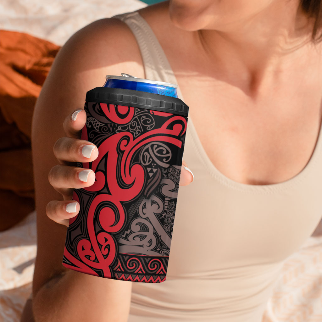 Aotearoa Iwi Ngati Awa 4 in 1 Can Cooler Tumbler Maori Wharenui House Tribal Pattern LT9 - Polynesian Pride