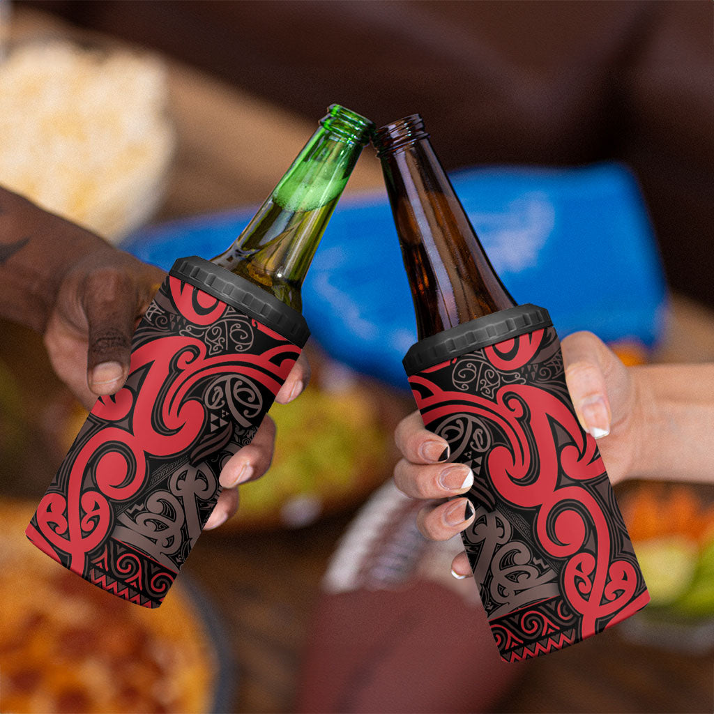 Aotearoa Iwi Ngati Awa 4 in 1 Can Cooler Tumbler Maori Wharenui House Tribal Pattern LT9 - Polynesian Pride