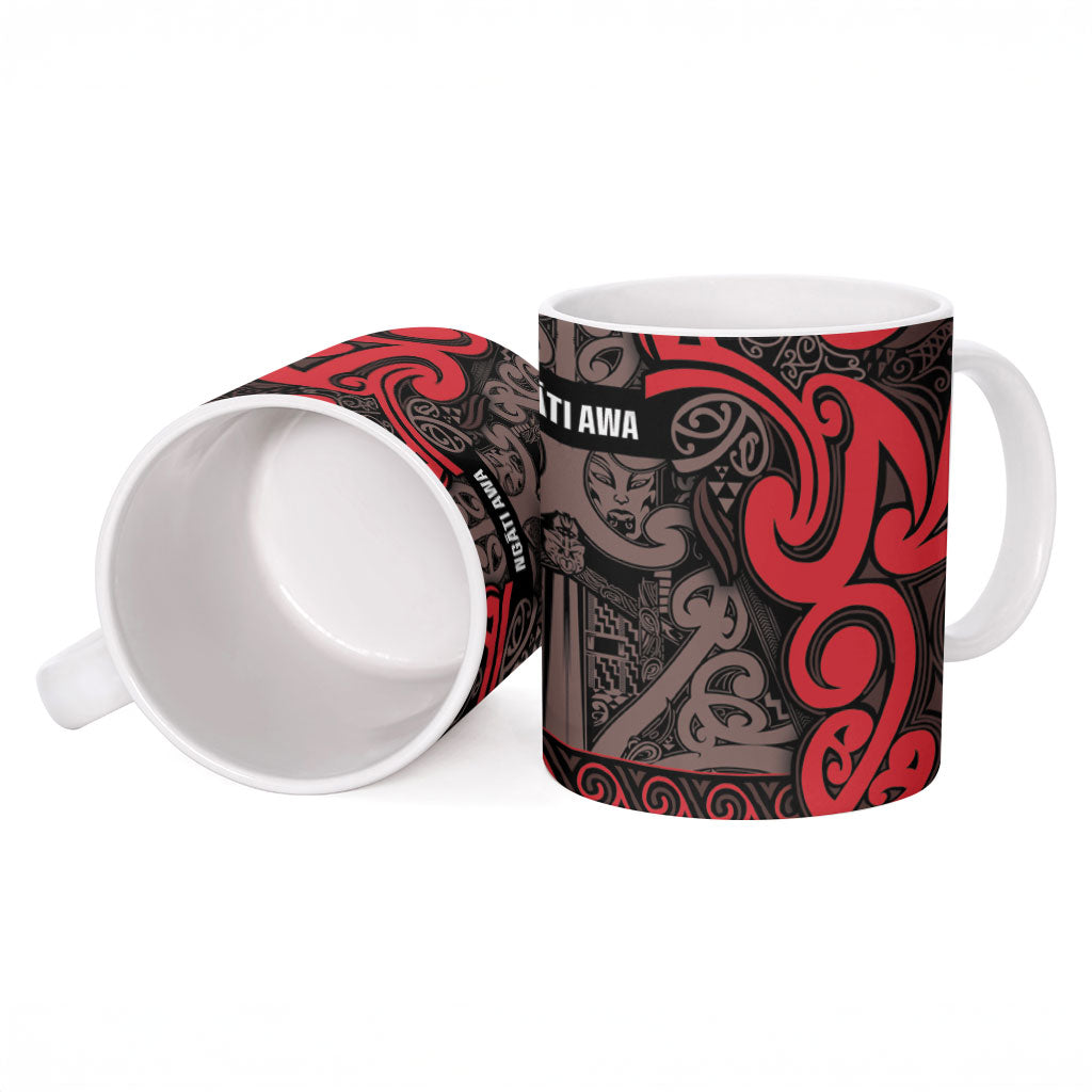 Aotearoa Iwi Ngati Awa Ceramic Mug Maori Wharenui House Tribal Pattern LT9 - Polynesian Pride