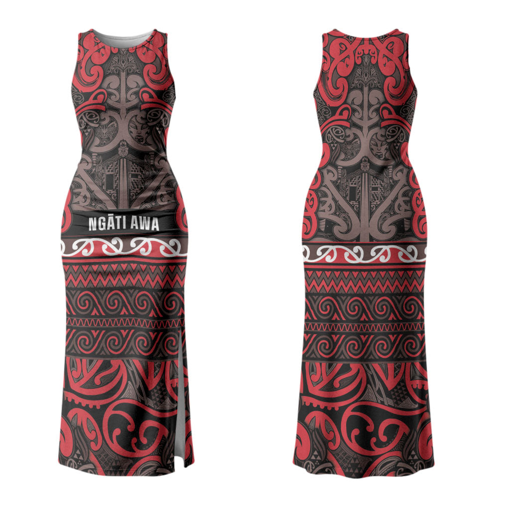 Aotearoa Iwi Ngati Awa Couples Matching Tank Maxi Dress and Hawaiian Shirt Maori Wharenui House Tribal Pattern LT9 - Polynesian Pride