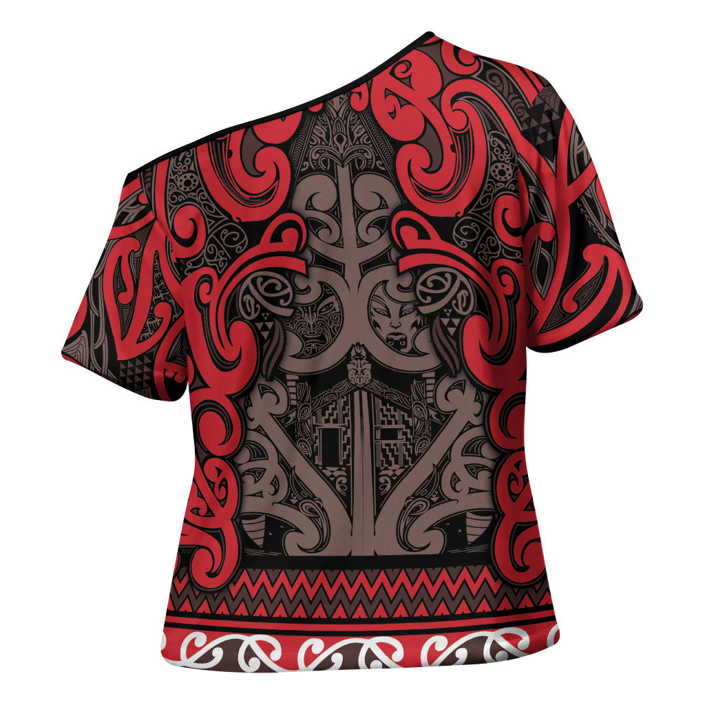 Aotearoa Iwi Ngati Awa Cross Shoulder Shirt Maori Wharenui House Tribal Pattern LT9 - Polynesian Pride