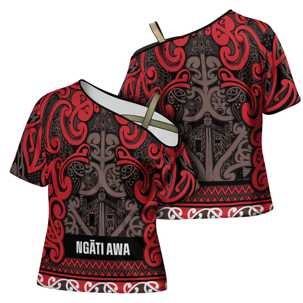 Aotearoa Iwi Ngati Awa Cross Shoulder Shirt Maori Wharenui House Tribal Pattern LT9 - Polynesian Pride