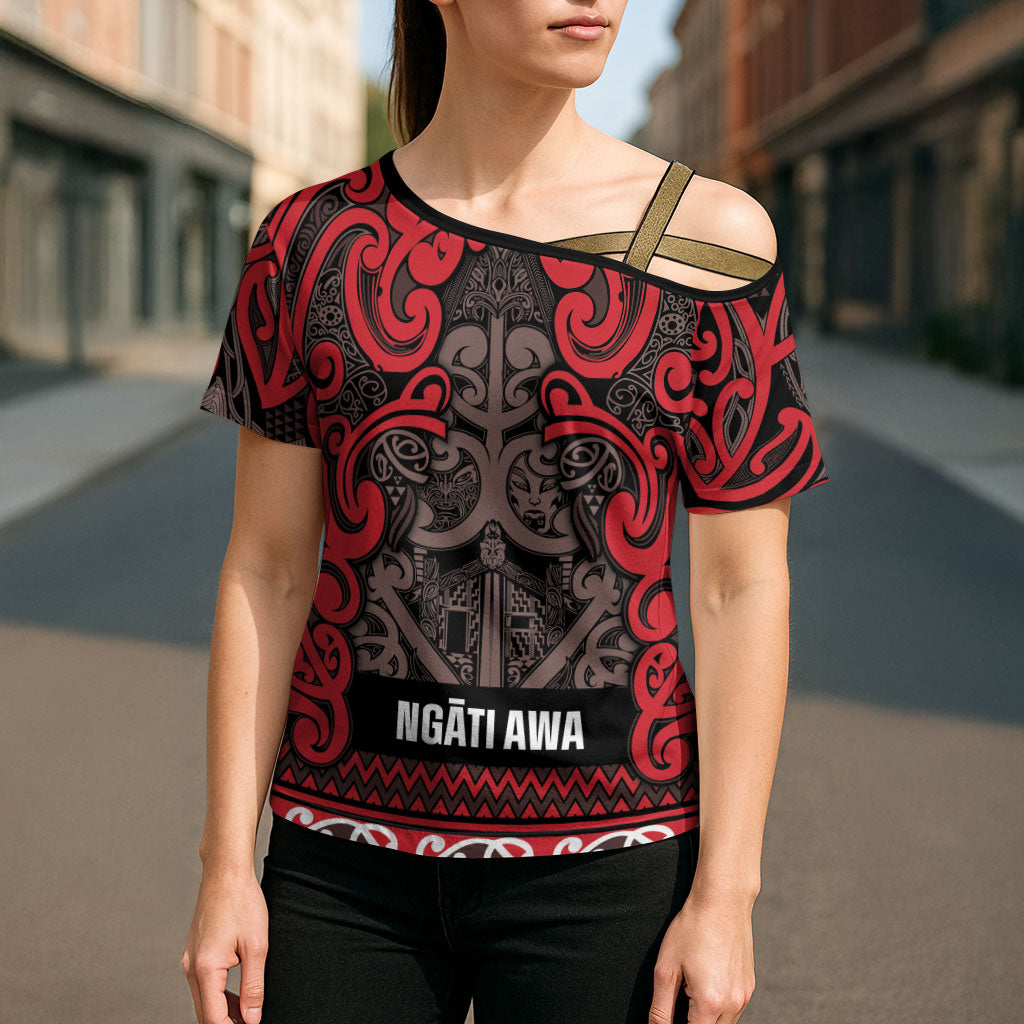 Aotearoa Iwi Ngati Awa Cross Shoulder Shirt Maori Wharenui House Tribal Pattern LT9 - Polynesian Pride