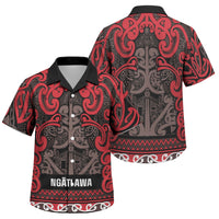 Aotearoa Iwi Ngati Awa Family Matching Tank Maxi Dress and Hawaiian Shirt Maori Wharenui House Tribal Pattern LT9 Son's Shirt Red - Polynesian Pride